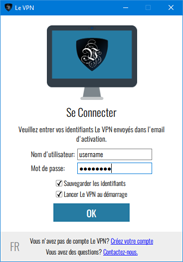 l’écran de connexion Le VPN