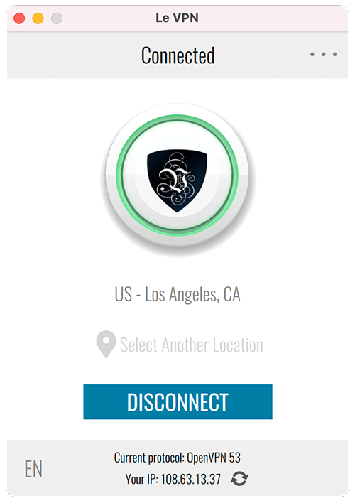 You are now connected to Le VPN