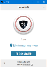 l'écran principal de l'application Le VPN